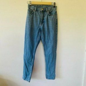 Monki Kimomo Tapered High Rise Mom Jeans Relaxed Fit Women's Mid Blue Si…